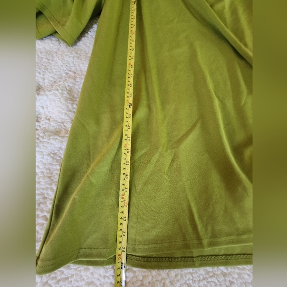 Midi Green Dress Sx XL NWT V Neck Tiered Bell Sleeve Fall Flirty Cocktail Dress - Picture 10 of 10